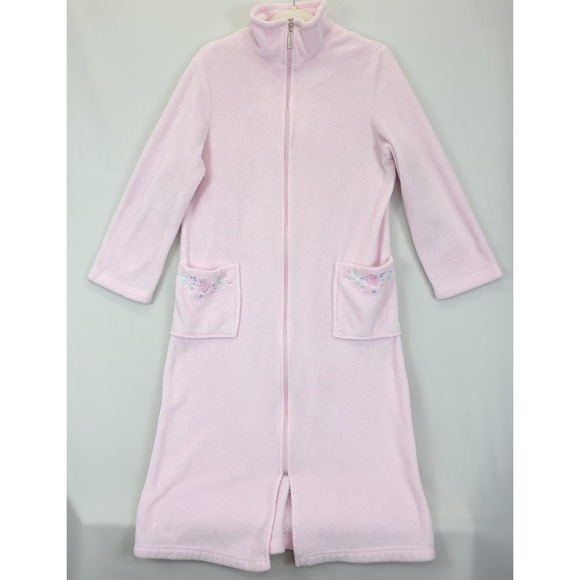 Jasmine Rose Other - Jasmine Rose Robe Women M Full Zip Embroidered Floral Pockets Intimates Lounge